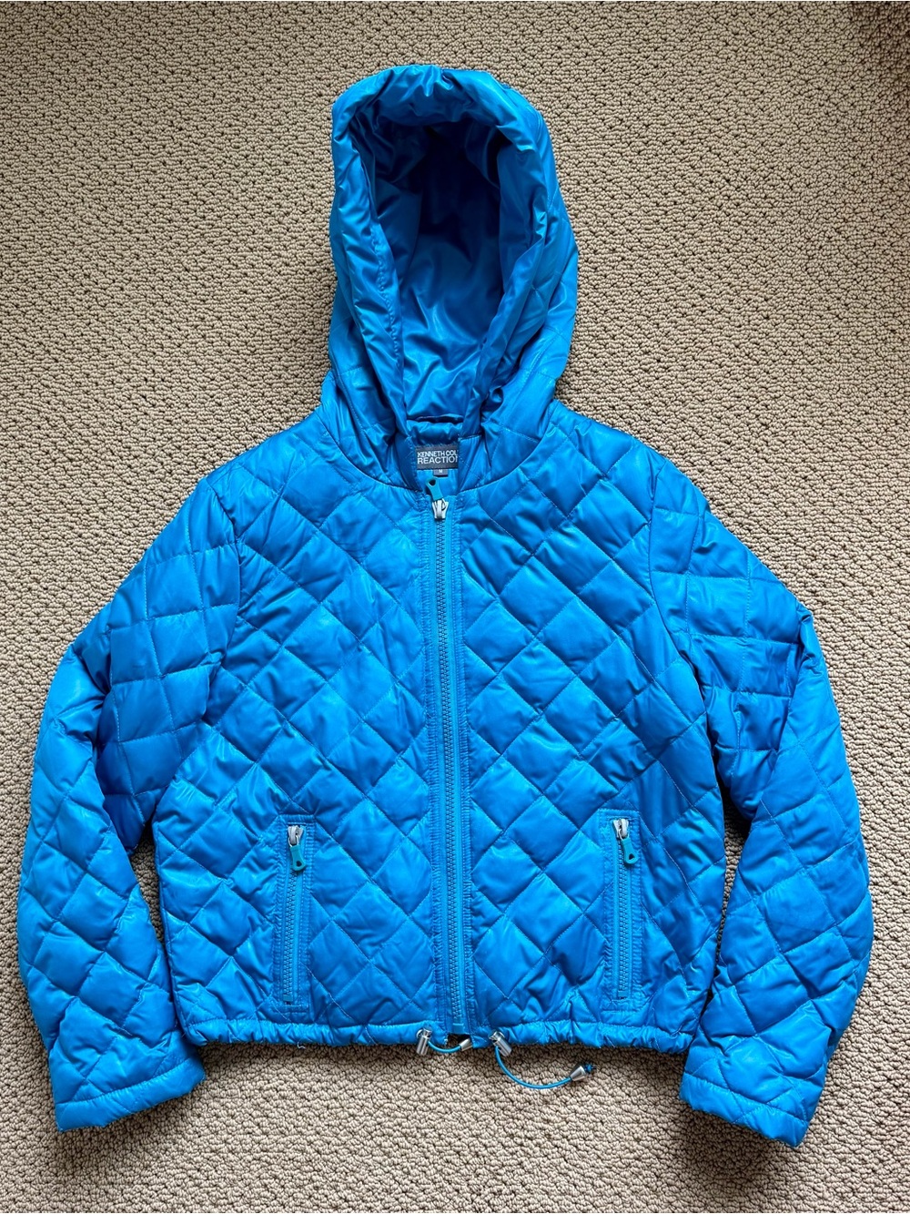 Striking Kenneth Cole Quilted Hooded Puffer Jacket - Bright Blue!